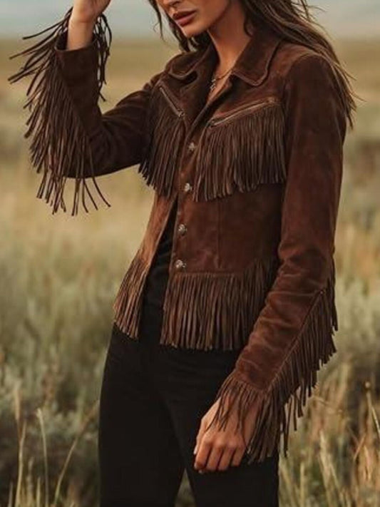 Vintage Suede Fringe Western Jacket