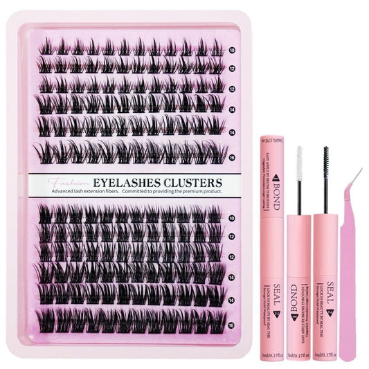 Premium Segmented Self-Grafting False Eyelash Extension Kit - Includes Glue & Tweezers for Stunning Natural Looks.