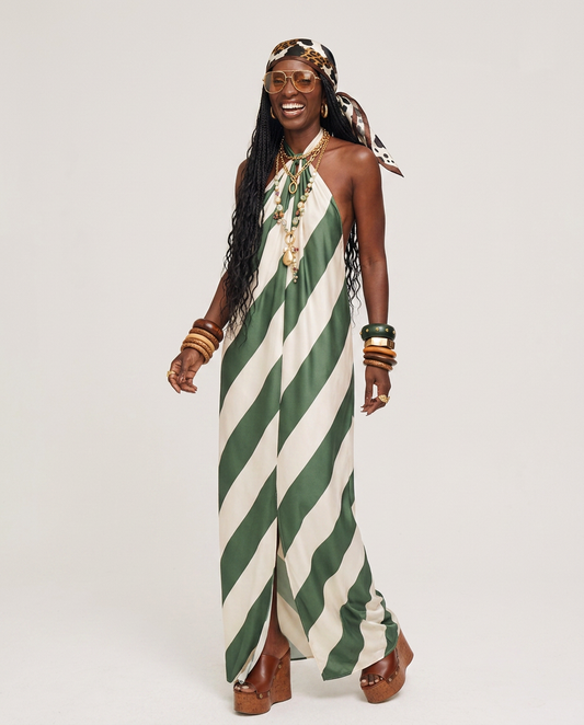 Liberated Striped Halter Maxi Dress