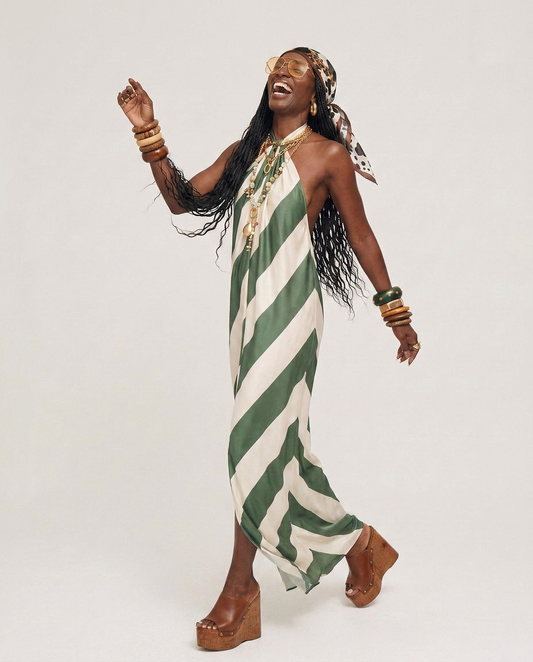 Liberated Striped Halter Maxi Dress