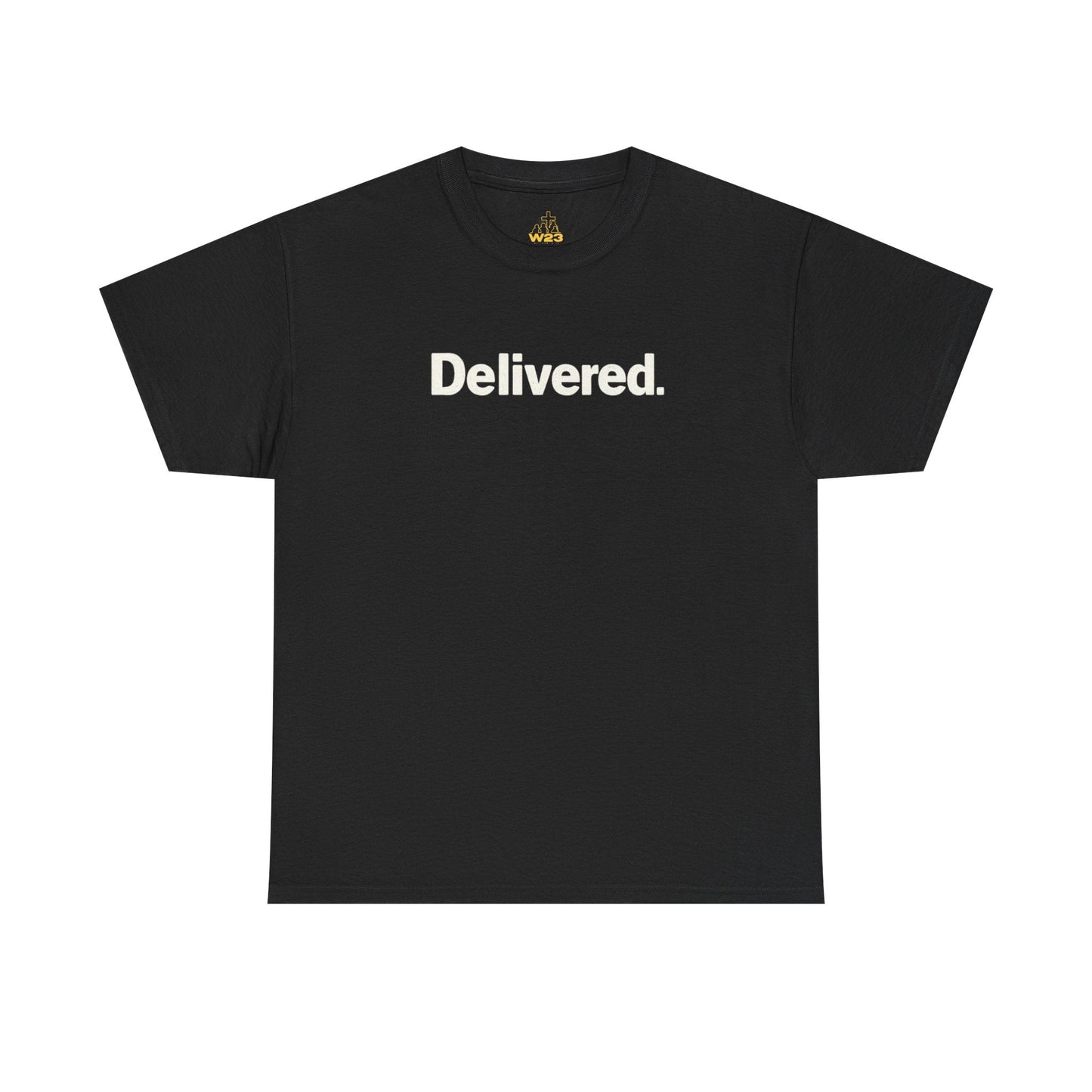 Delivered. Heaven Sent Christian T-Shirt — Faith-Based Graphic Tee with Back Label Design