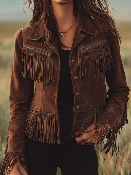 Vintage Suede Fringe Western Jacket