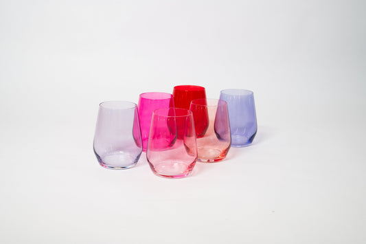 Cotton Candy Collection - Stemless Colored Wine Glass Ombré Set of 6
