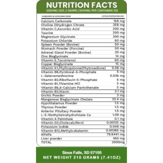 Holistic Total Body Support — Daily Multivitamin & Pasture-Raised Glandular Blend for Dogs & Cats