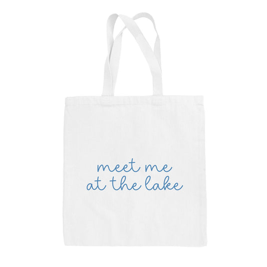 Meet Me At The Lake Blue Script (Tote Bag)