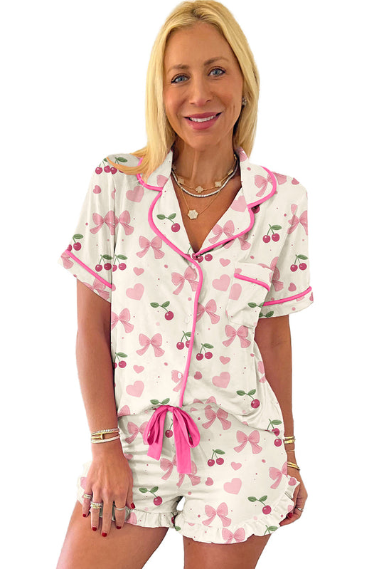 Pink Bows & Cherry Pajama Set
