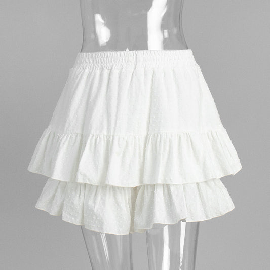 Ruffled Shorts Summer Polka Dot Solid Color High Waist Pure Cotton Shorts Pantskirt