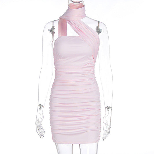 Summer Women Sexy Pure Want Tube Top Backless Slim Fit Figure Flattering Sheath Dress