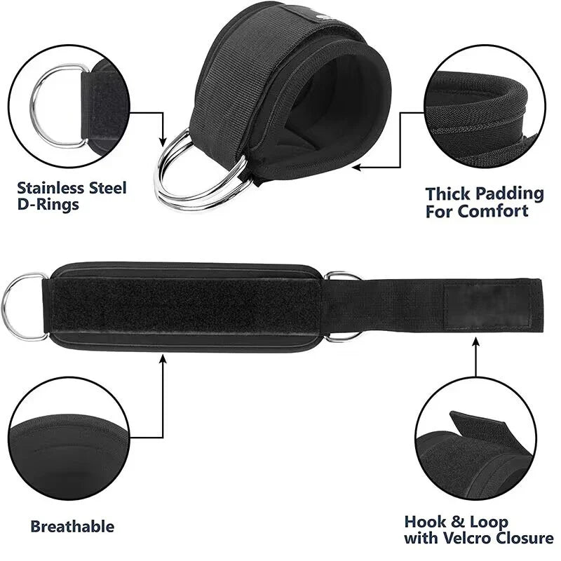 Ankle Strap Resistance Band Set - Adjustable Elastic Ankle Weights for Glutes & Legs, Home & Gym (Men & Women)