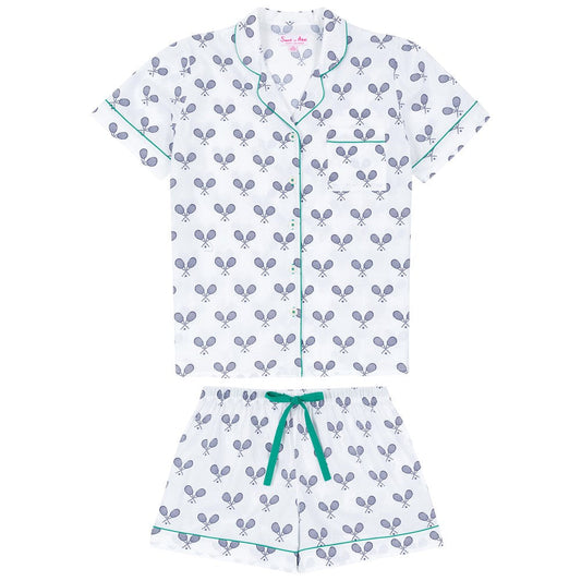 Women's Tennis Navy Short PJ Set