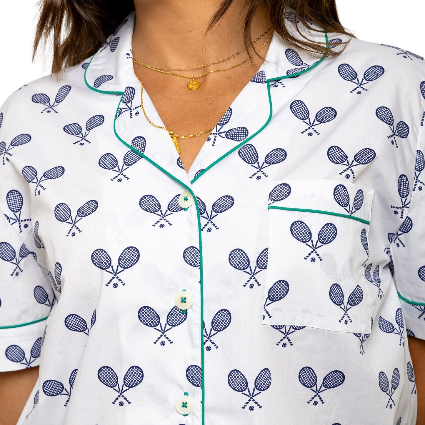 Women's Tennis Navy Short PJ Set