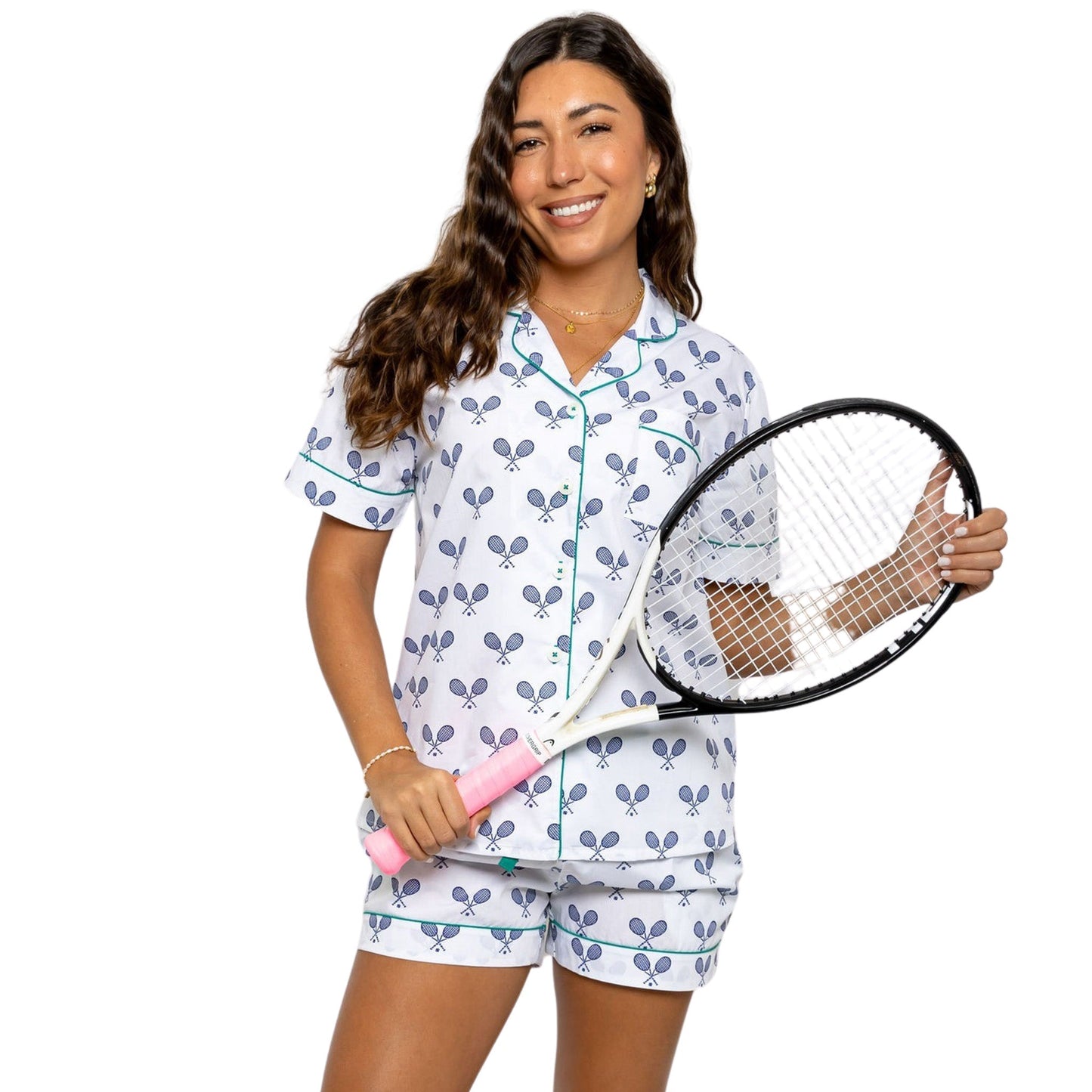 Women's Tennis Navy Short PJ Set