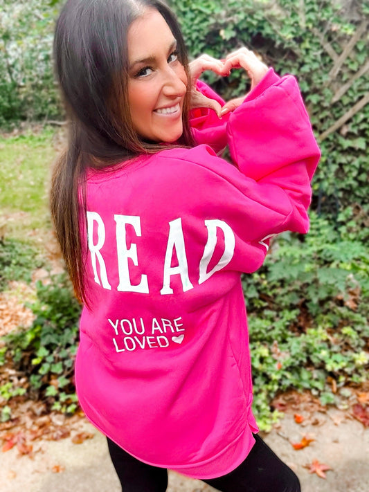 If You Can Read This You Are Loved Graphic Back Printed Scuba Sweatshirt